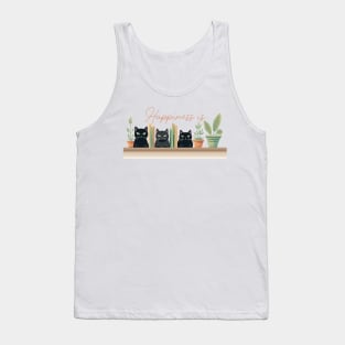 Happiness is cats, books & plants Tank Top